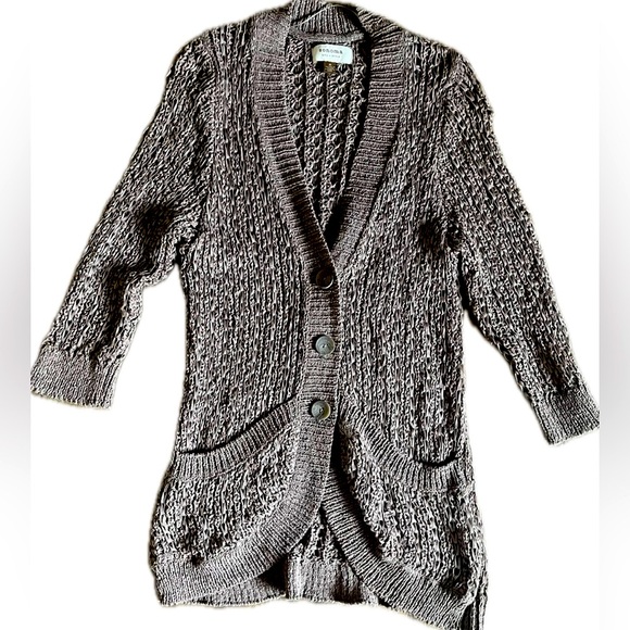 Sonoma Brown woven style Knit Cardigan Sweater. Women’s size Medium - Picture 1 of 9